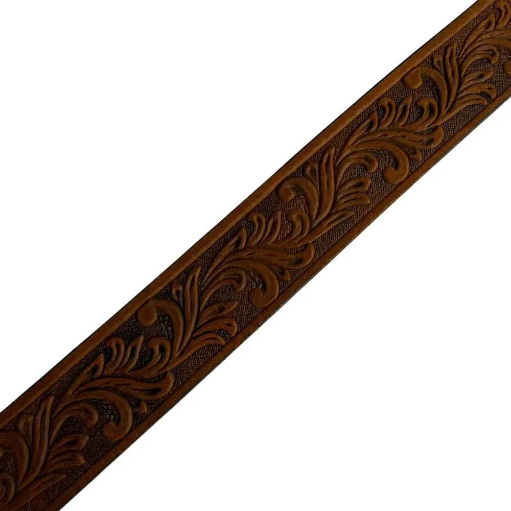 Tony Lama Kids Western Belt 24 Tooled Brown Leather Little Texas C60119 No Buckl